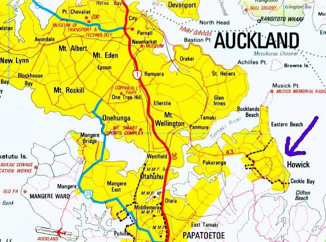 نقشه هویکک Auckland