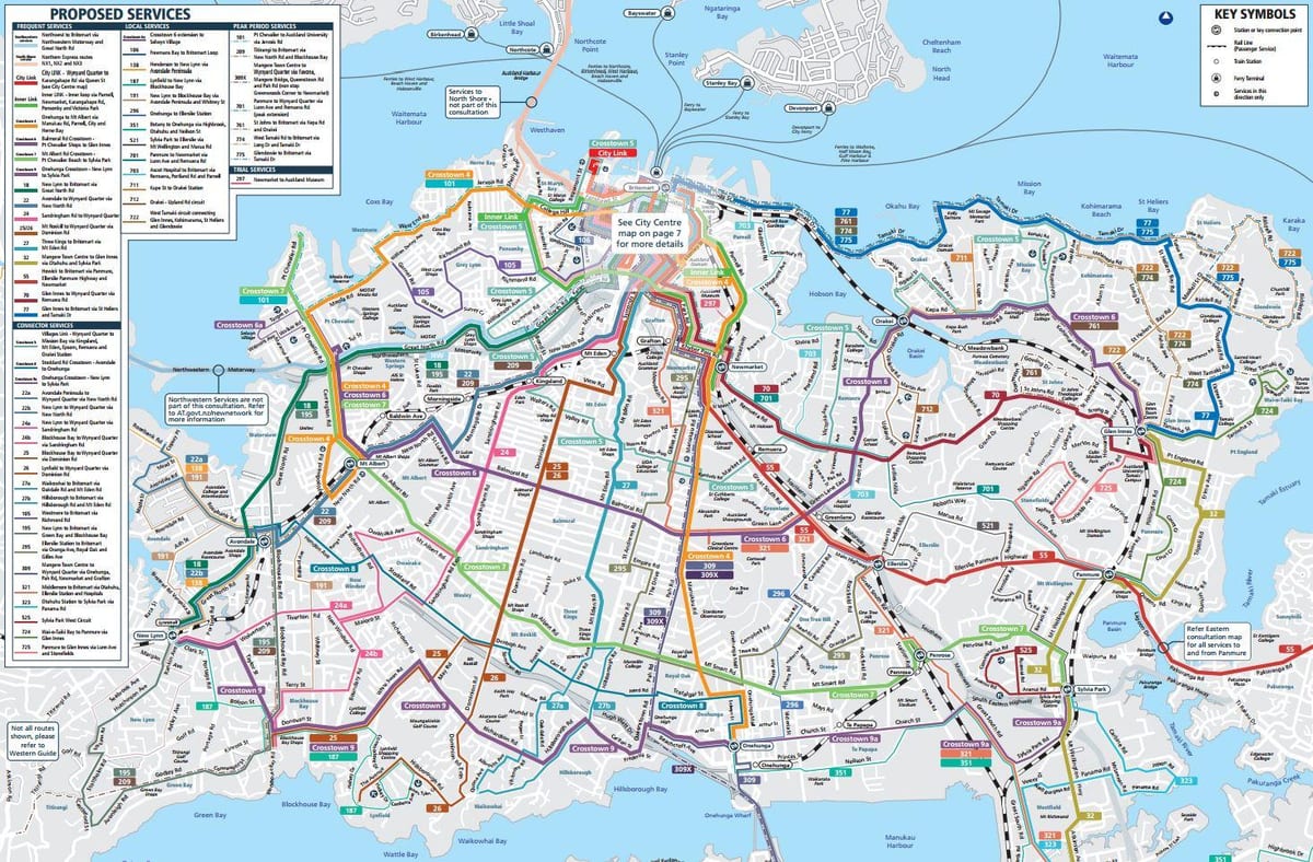 Auckland حمل و نقل عمومی نقشه