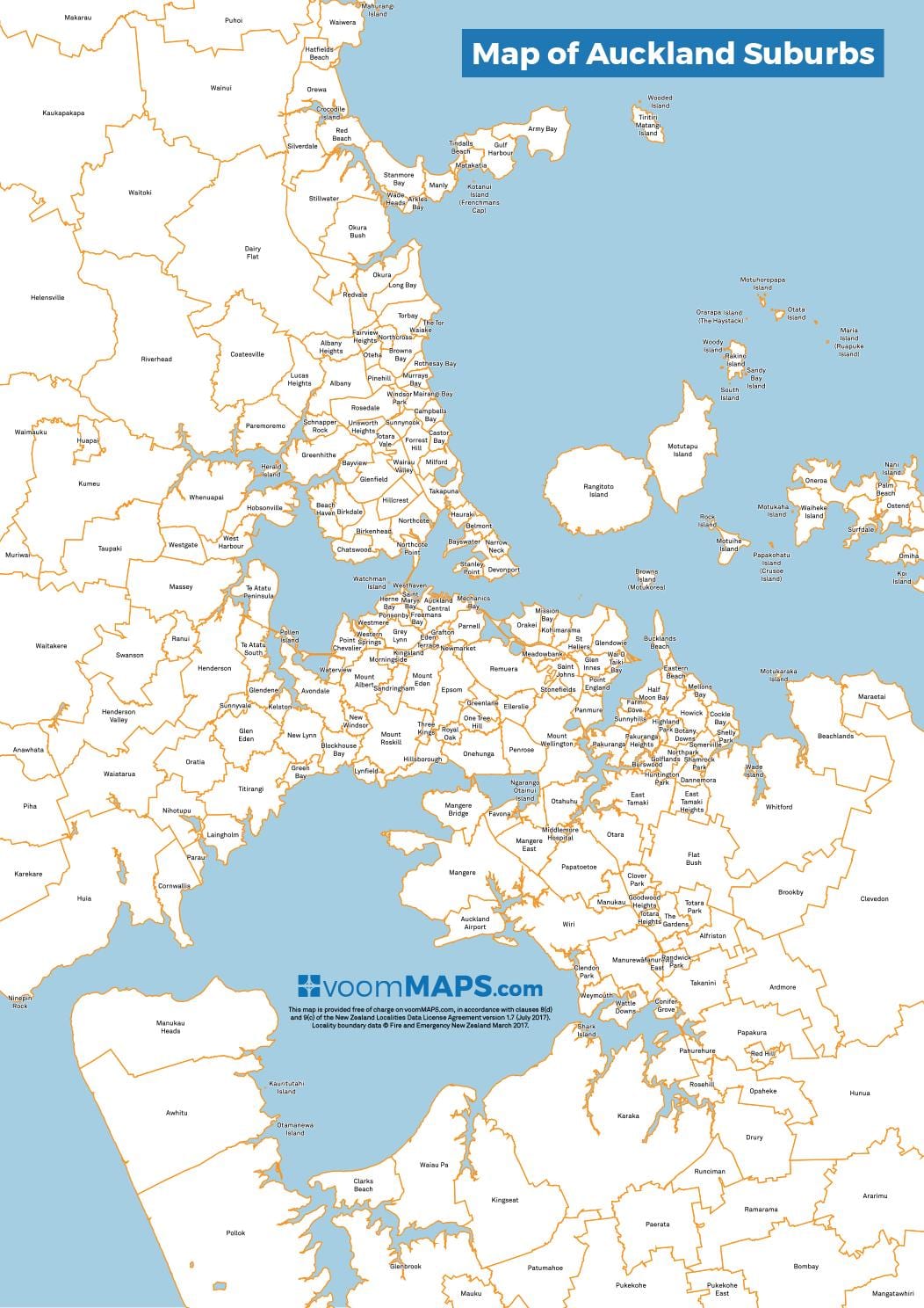 نقشه Auckland حومه