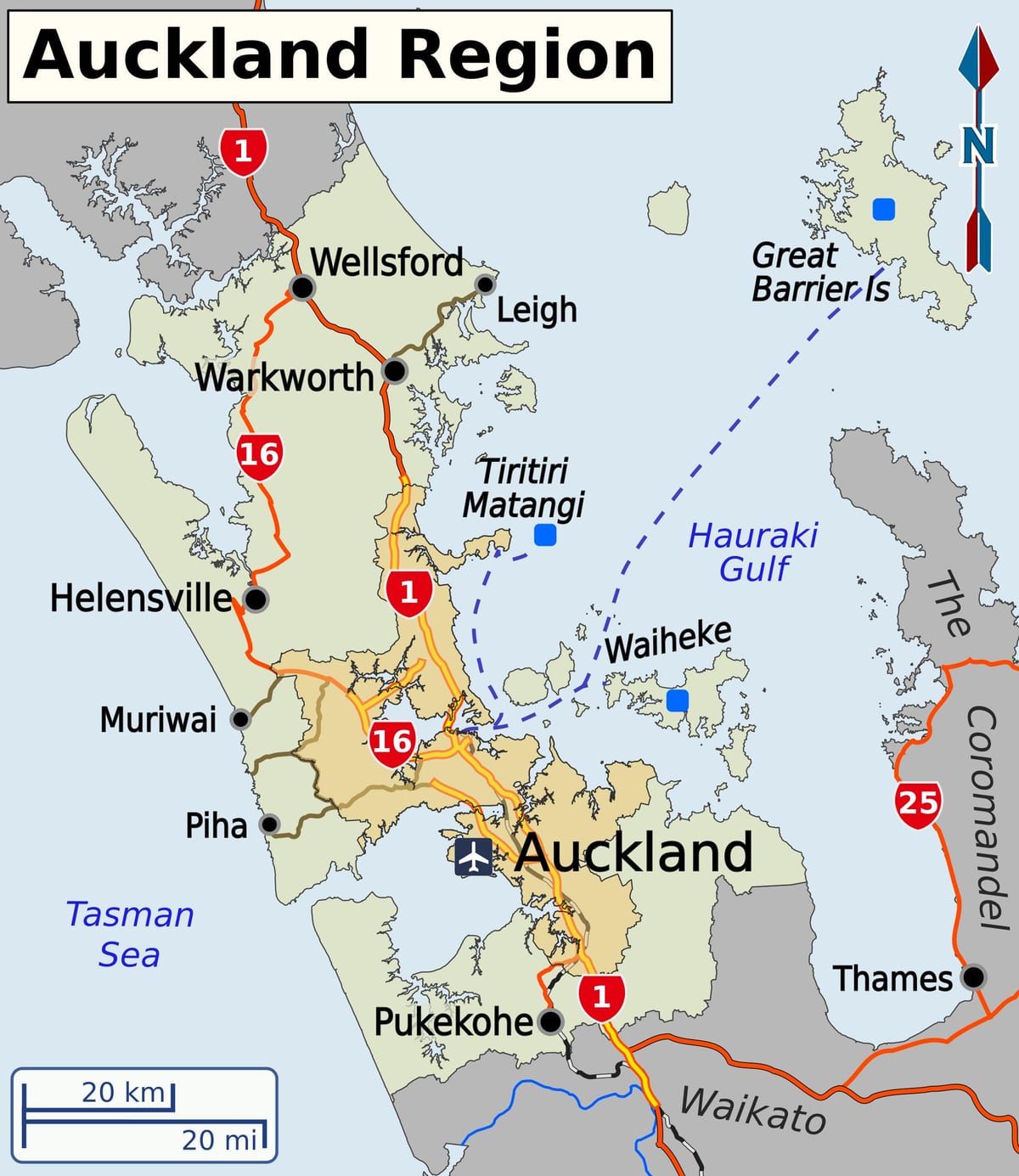 نقشه Auckland منطقه