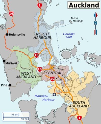 نقشه Auckland منطقه