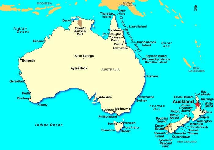 Auckland در نقشه جهان
