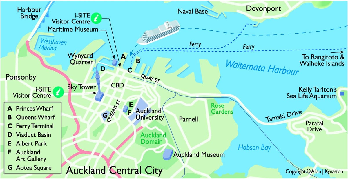 Auckland کشتی کروز ترمینال نقشه