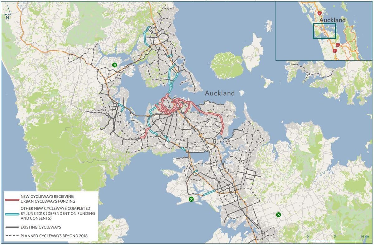 نقشه cycleway Auckland نقشه