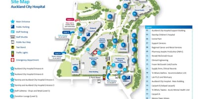 نقشه از Auckland در بیمارستان