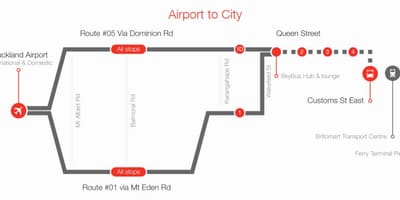 Auckland skybus نقشه مسیر